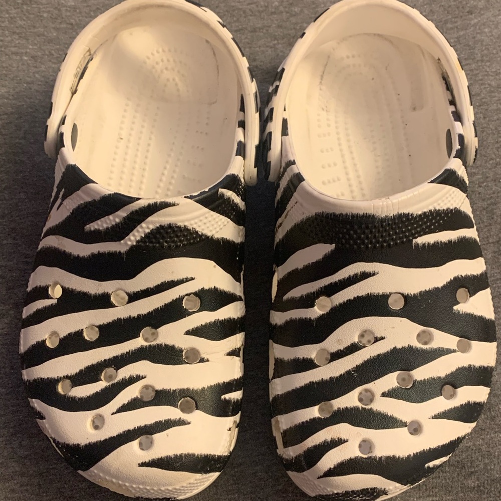 Zebra Print Crocs W8/M6